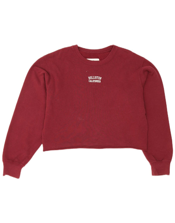 Suéter feminino Hollister cropped oversized Reino Unido 6 XS algodão borgonha