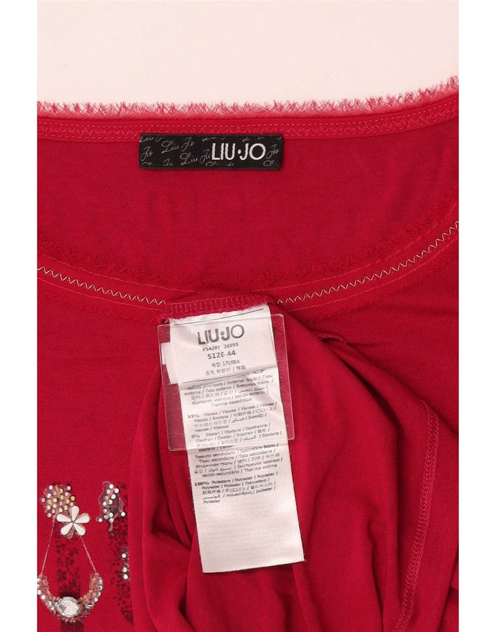 Liu Jo Top gráfico regular feminino manga comprida IT 44 viscose rosa médio