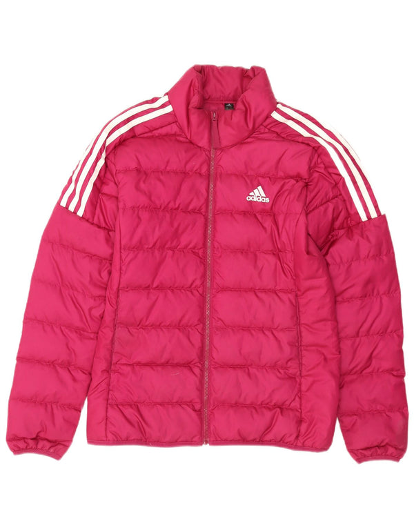 Jaqueta acolchoada feminina Adidas UK 8/10 poliéster rosa pequeno