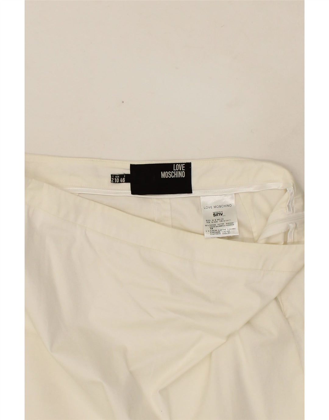 MOSCHINO Womens Straight Skirt US 10 Large W30 White Cotton Vintage Moschino and Second-Hand Moschino from Messina Hembry 