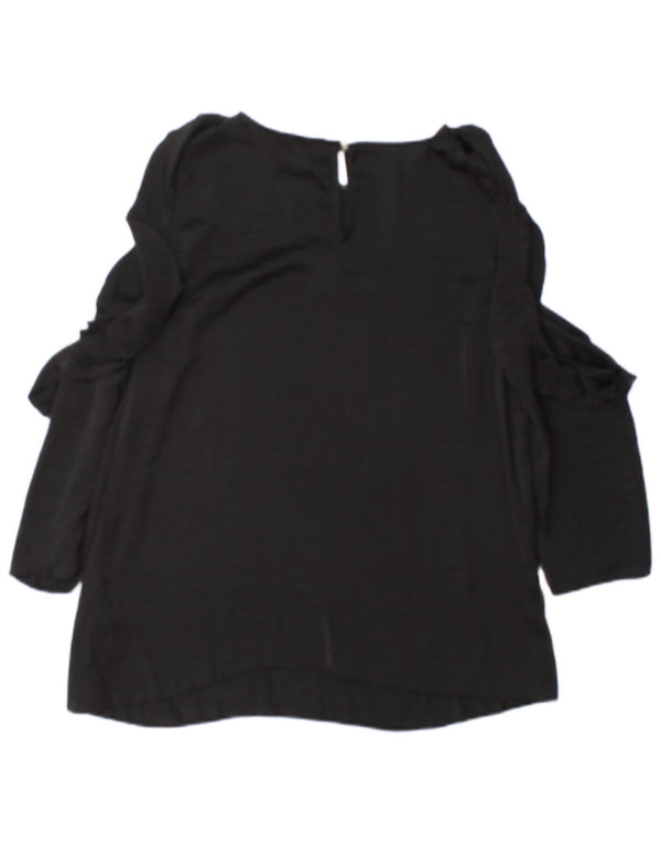 Blusa feminina de manga comprida Lipsy UK 12 poliéster preto médio