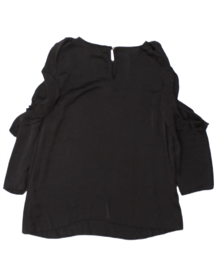 Blusa feminina de manga comprida Lipsy UK 12 poliéster preto médio