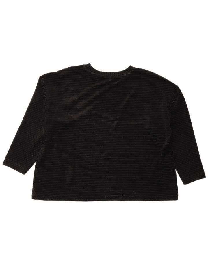 Suéter feminino de veludo Marks & Spencer Reino Unido 14 grande algodão preto