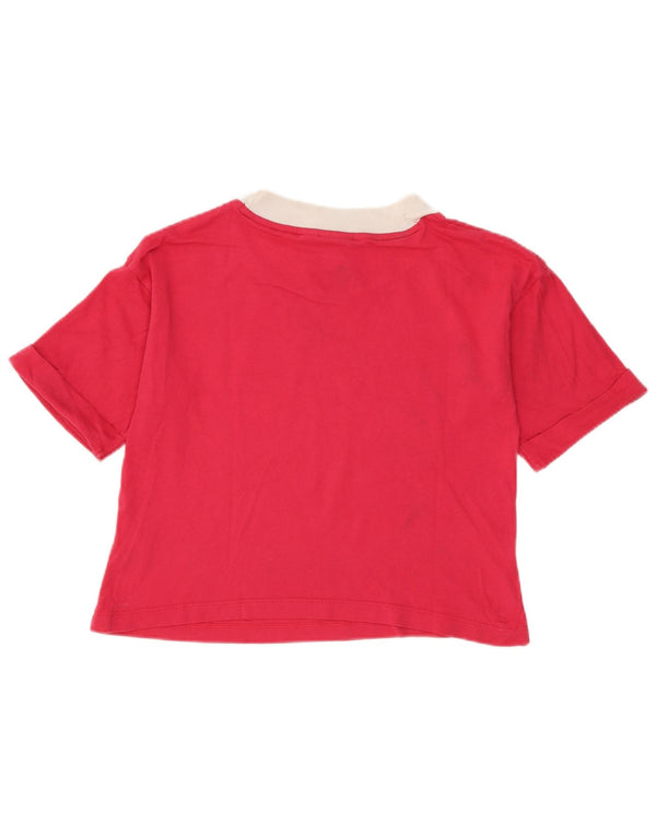 Camiseta feminina Adidas Crop Graphic Top UK 8 Small Pink Colourblock