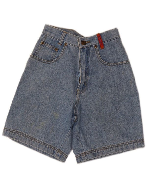 Shorts jeans VINTAGE para meninas com pernas largas e cintura alta 11-12 anos W22 azul