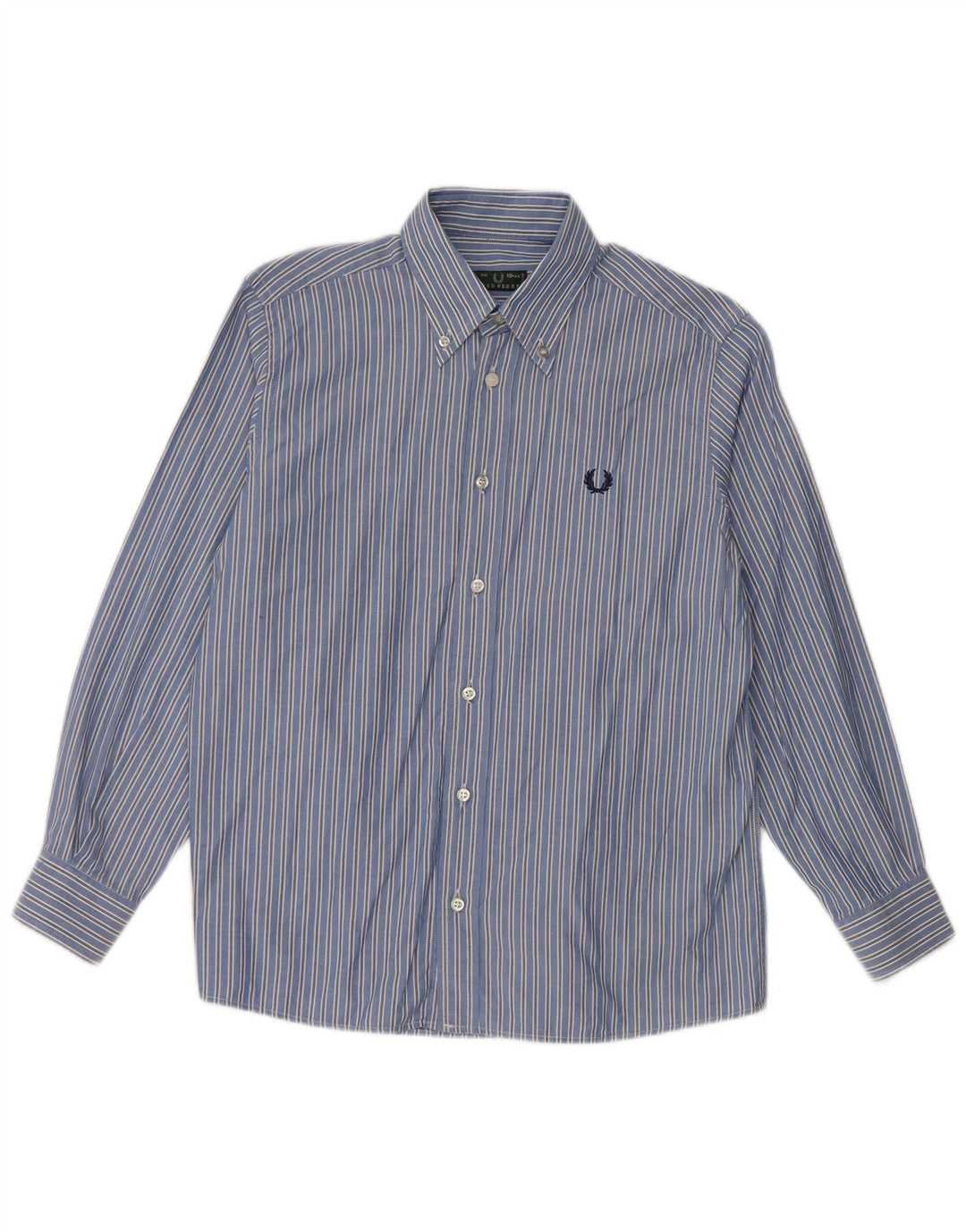 Camisa masculina Fred Perry 9-10 anos algodão listrado azul