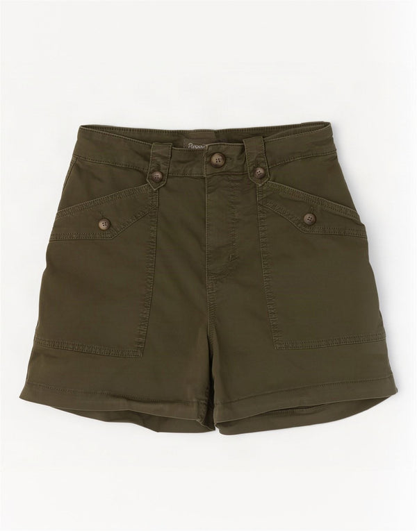 Shorts chino feminino de cintura alta MINT VELVET Reino Unido 10 pequeno W28 algodão cáqui