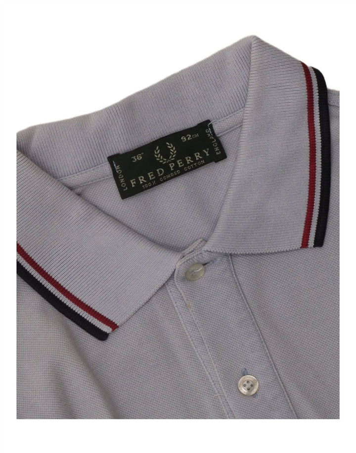 Camisa polo masculina Fred Perry pequena azul algodão