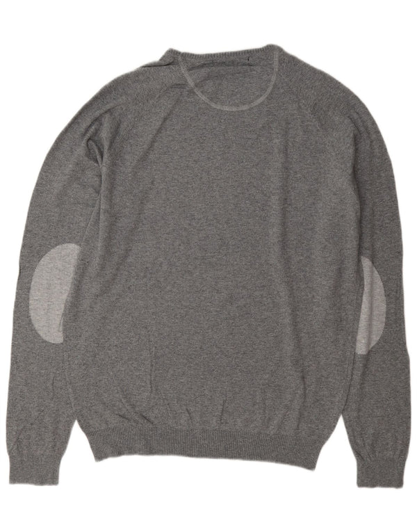 Zara Suéter masculino com gola redonda XL algodão cinza