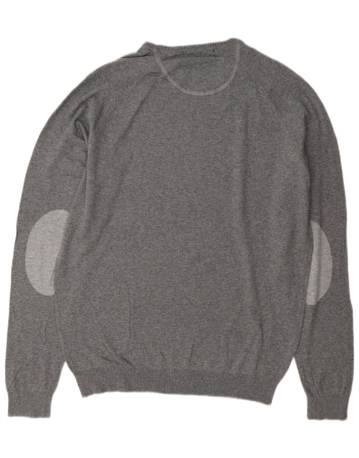 Zara Suéter masculino com gola redonda XL algodão cinza