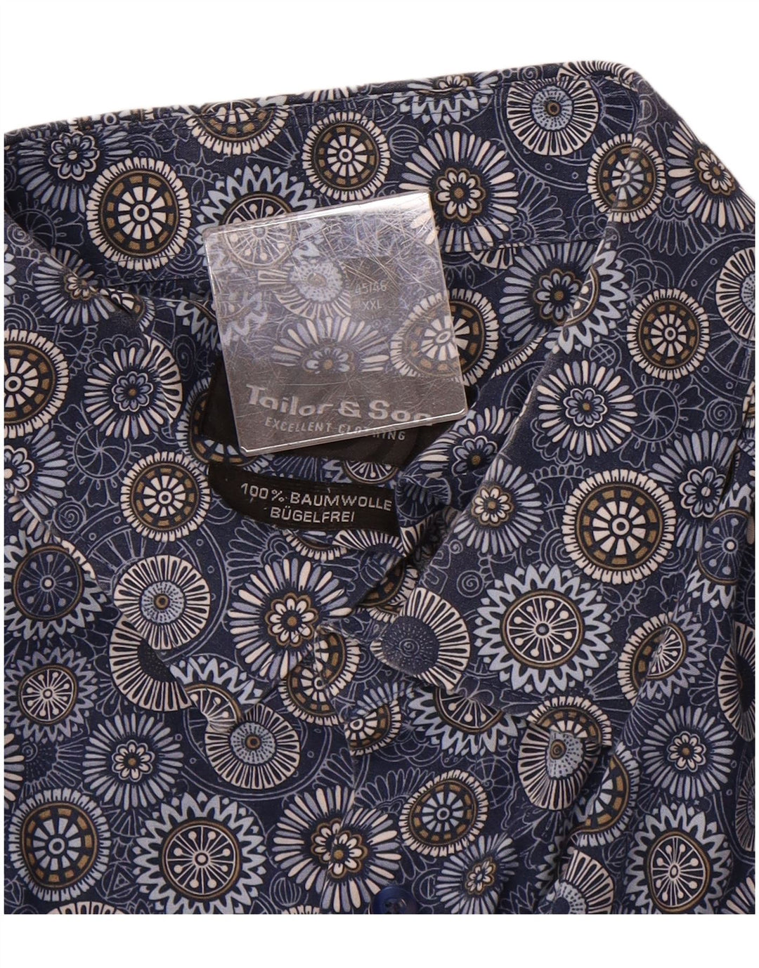 TAILOR & SON Mens Shirt Size 45/46 2XL Blue Floral Cotton