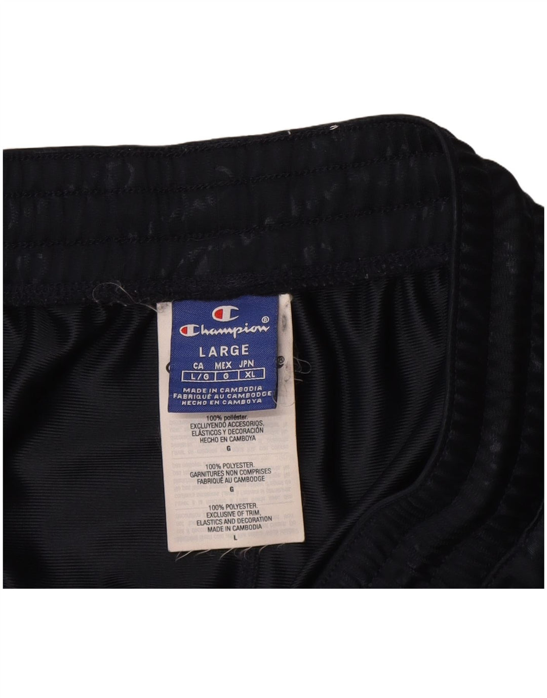 Calça esportiva masculina Champion com estampa gráfica grande de poliéster azul marinho