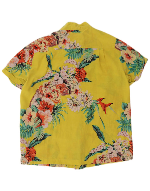 Blusa feminina de manga curta Maison Scotch EUA 1 XS amarelo floral