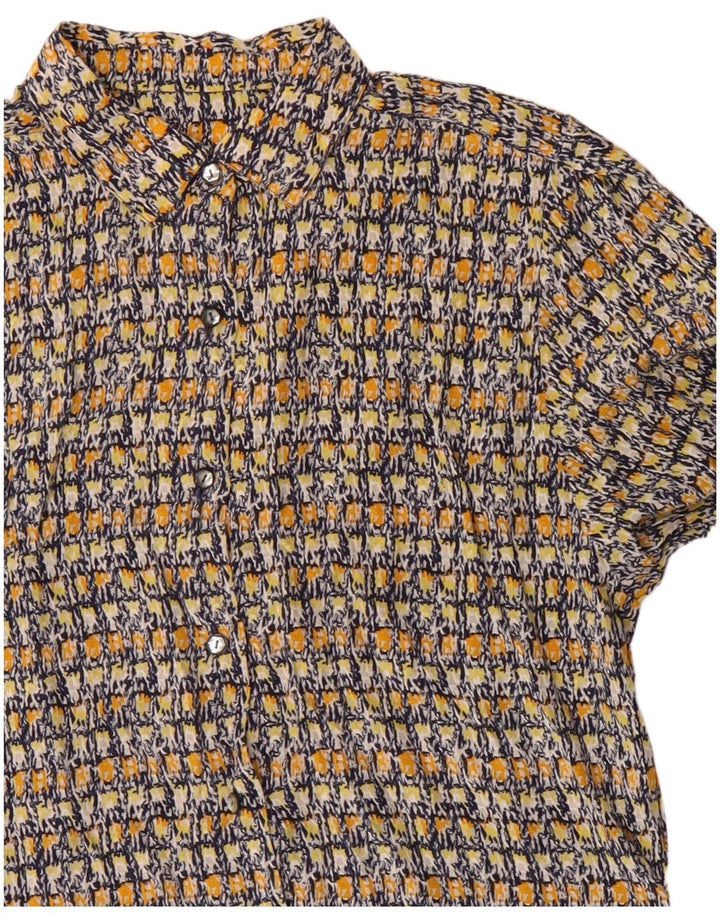 Camisa feminina vintage com padrão abstrato Reino Unido 14 grande multicolorida