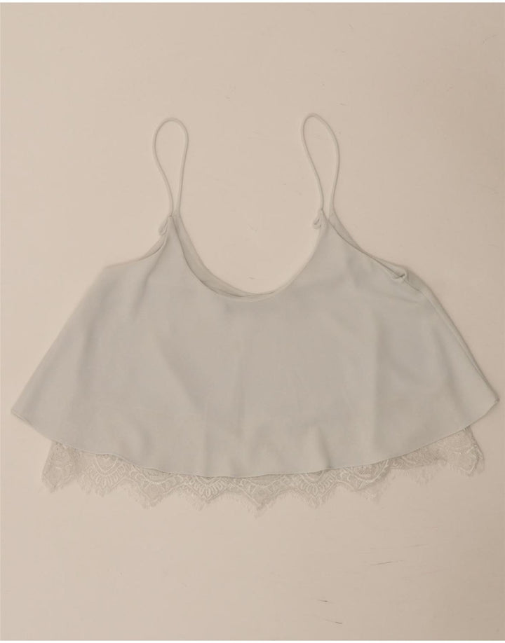 Zara Womens Cami Top UK 10 Pequeno Branco