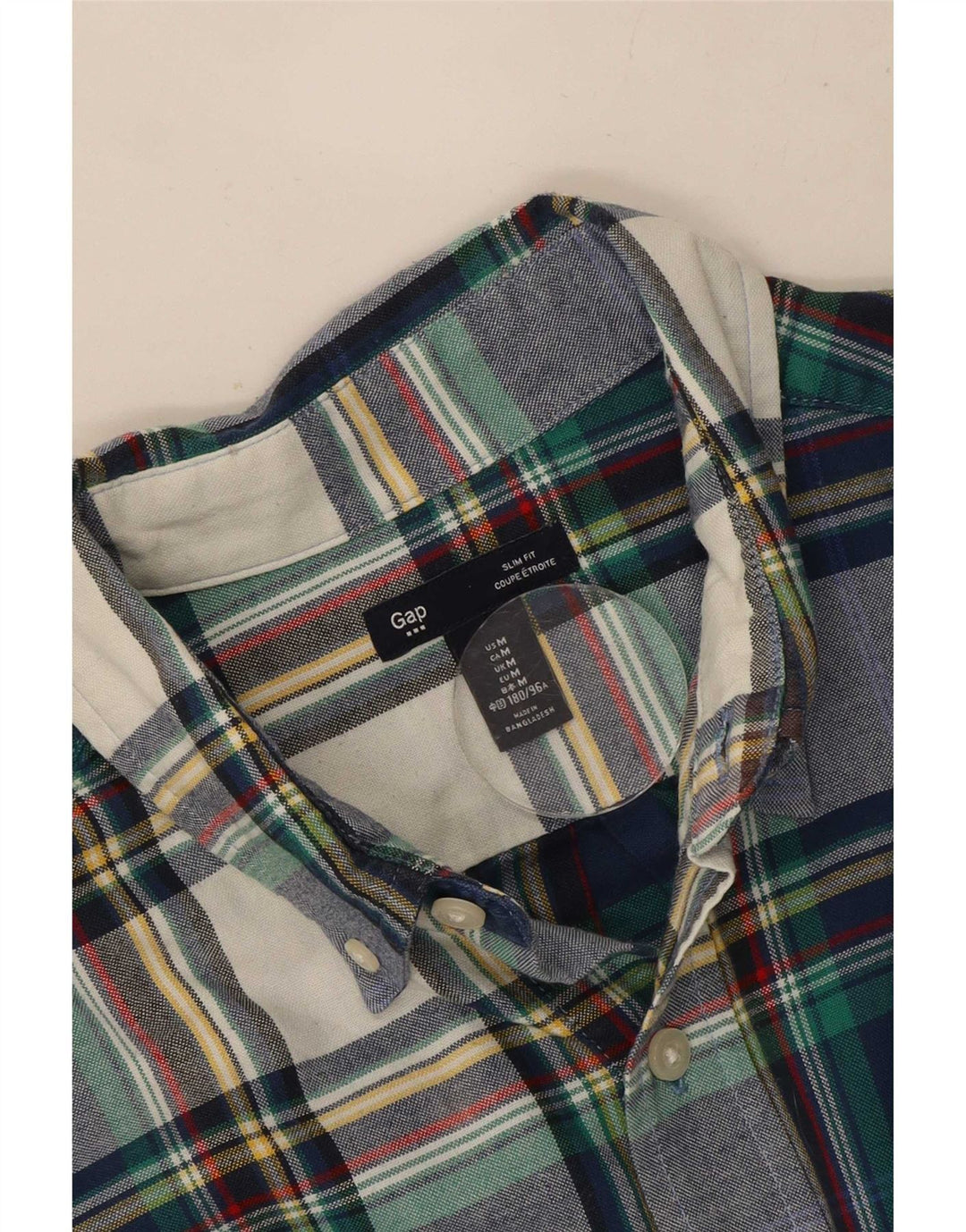 Camisa masculina slim fit Gap de algodão xadrez azul marinho médio