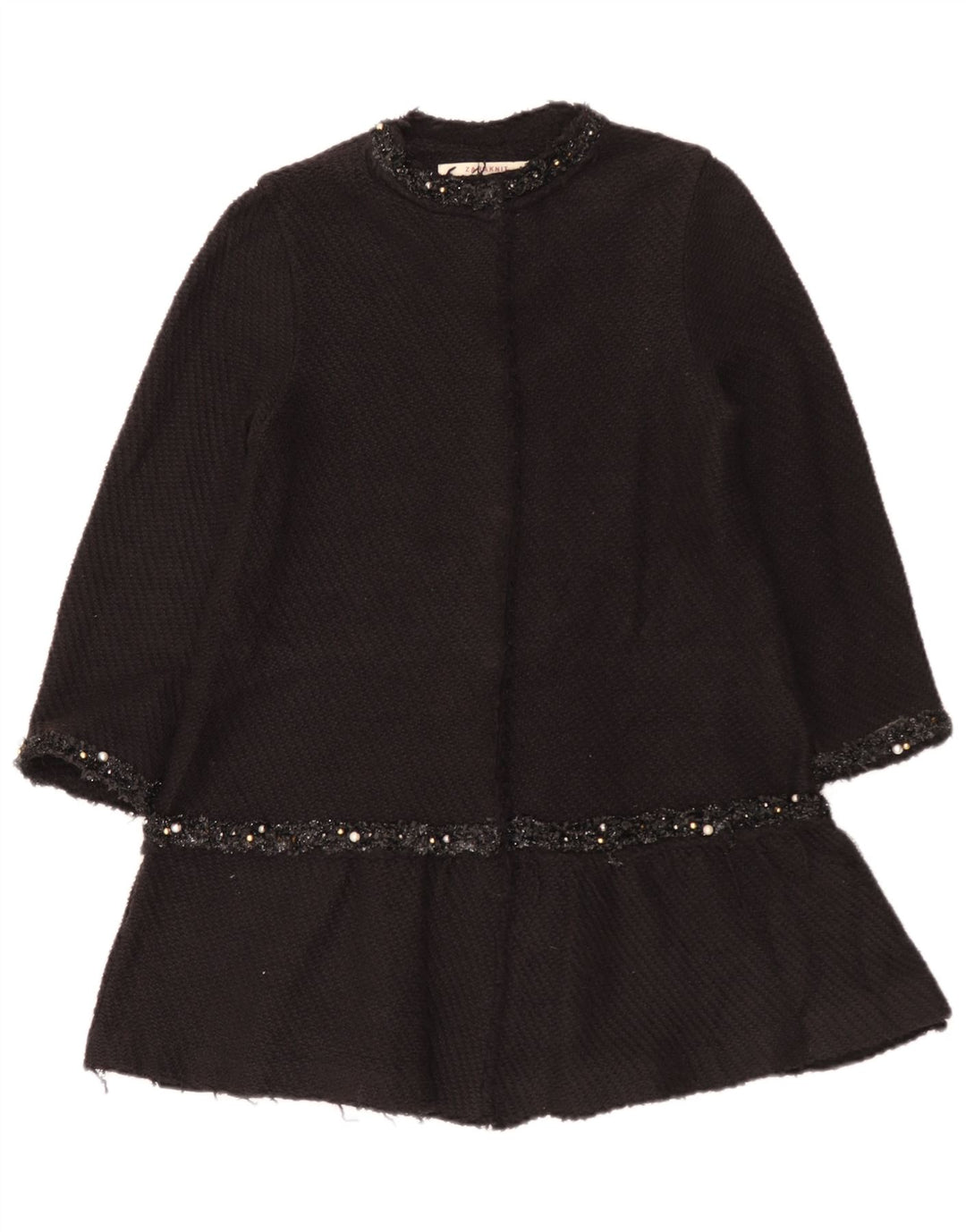 Sobretudo feminino Zara UK 12 algodão preto médio