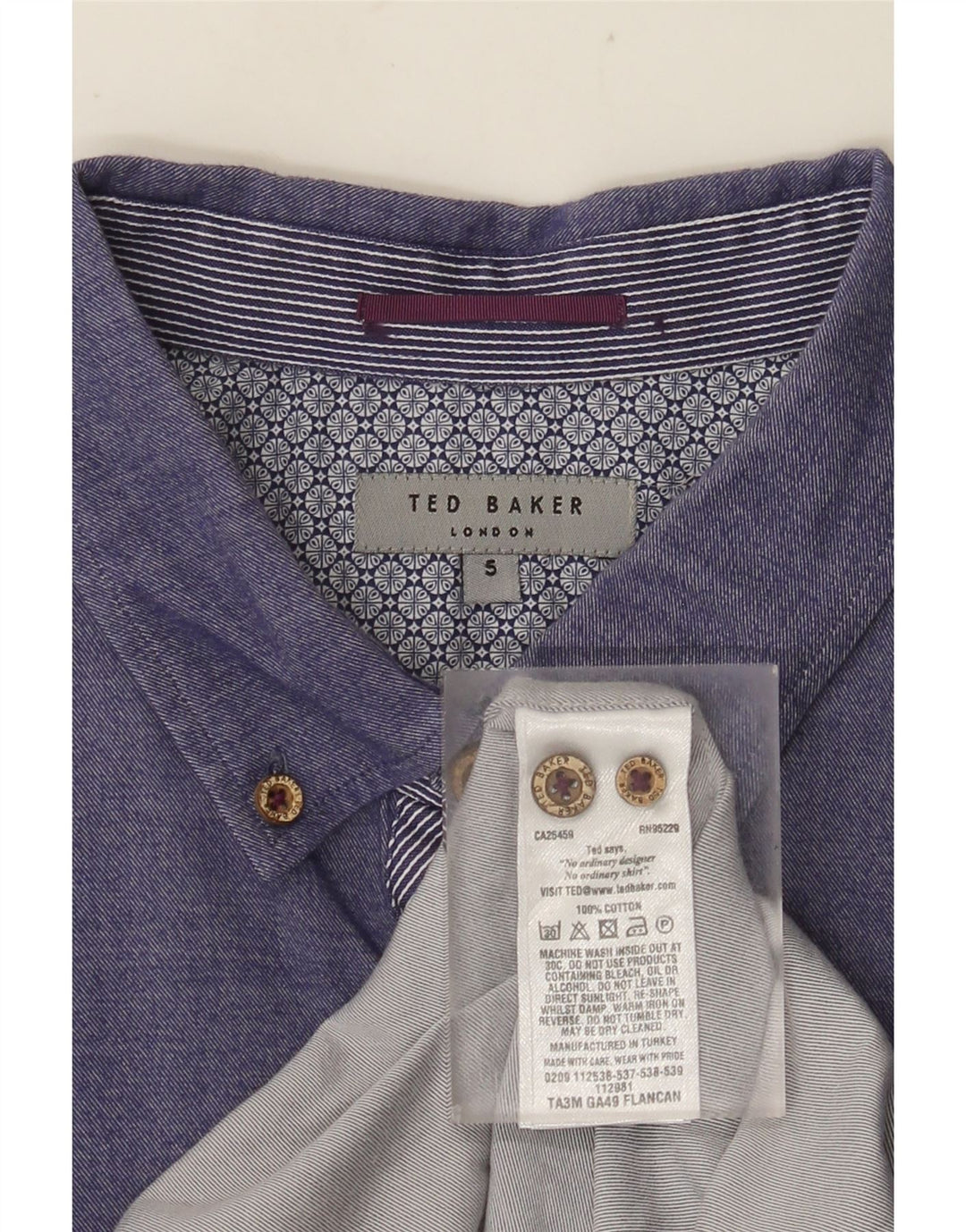 Camisa masculina TED BAKER tamanho 5 XL algodão roxo