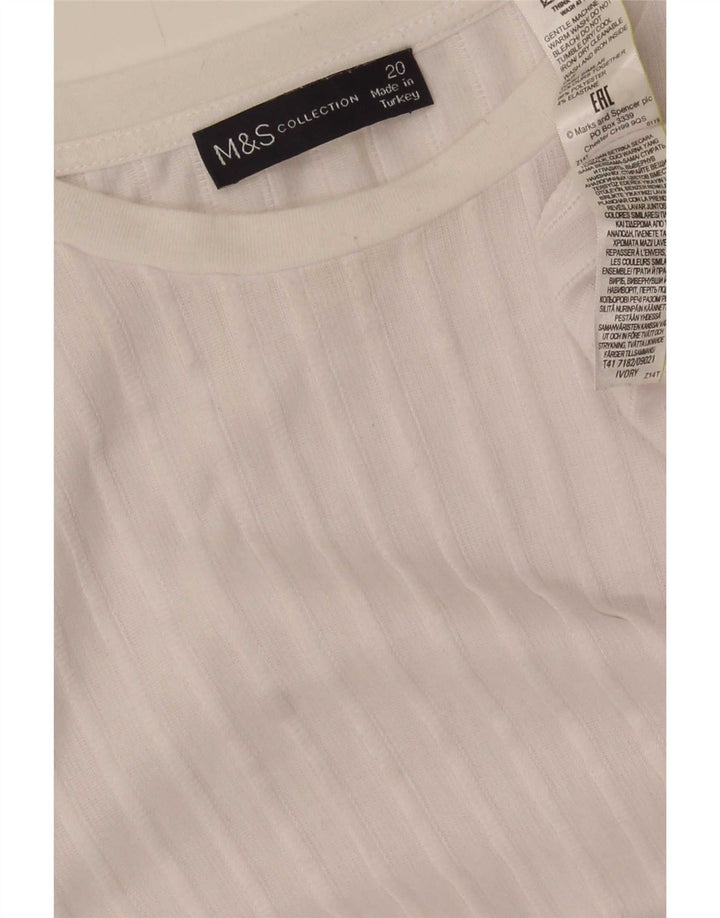 Marks & Spencer Top feminino oversized manga comprida UK 20 2XL poliéster branco
