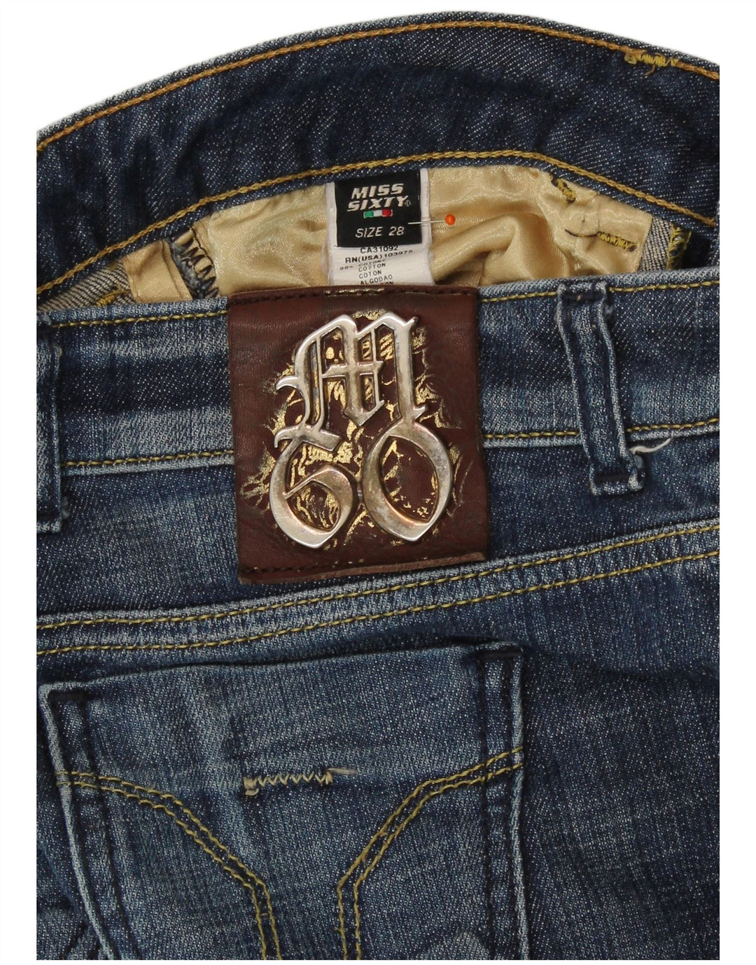 MISS SIXTY Calça jeans feminina cintura baixa W28 L29 algodão azul