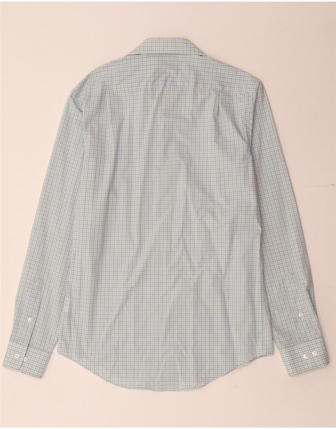 Camisa masculina Tommy Hilfiger de ajuste atlético tamanho 15 algodão guingão azul médio