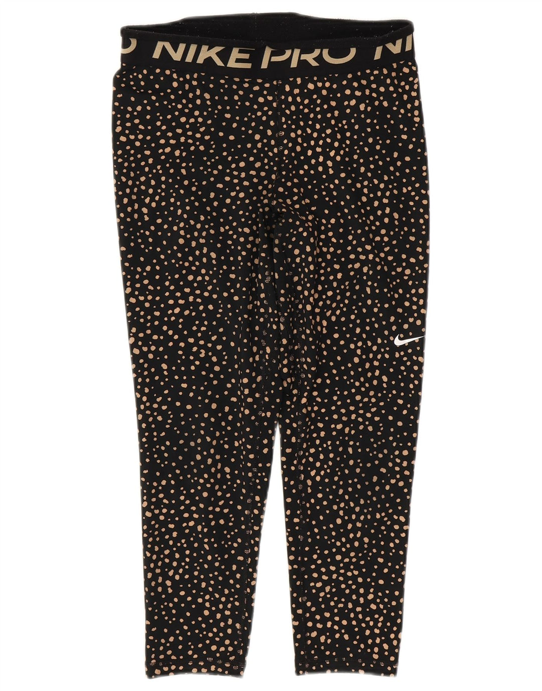 Calça legging feminina Nike Graphic Capri UK 12 média preta manchada de poliéster