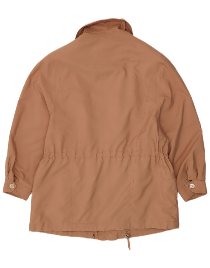 Jaqueta bomber vintage feminina UK 16 grande poliéster bege