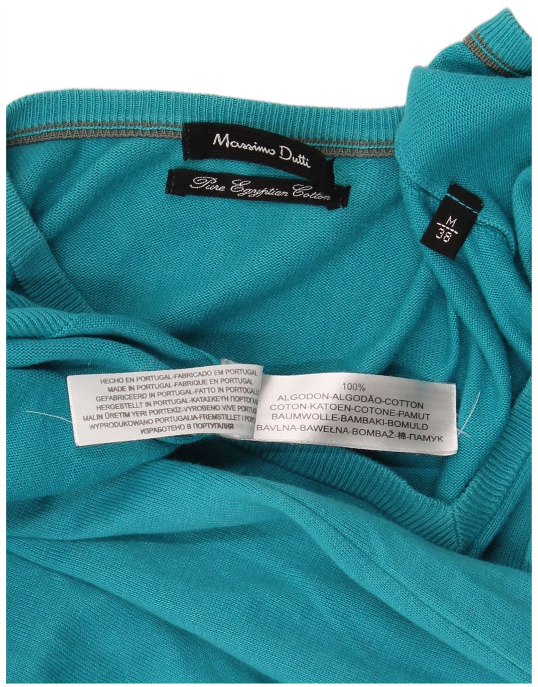 Suéter feminino Massimo Dutti com decote em V Reino Unido 14 algodão azul médio
