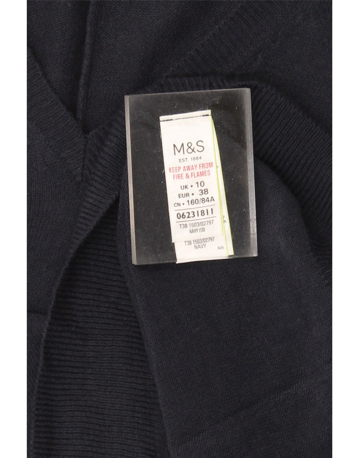 MARKS & SPENCER Suéter feminino com decote em V Reino Unido 10 pequeno azul marinho