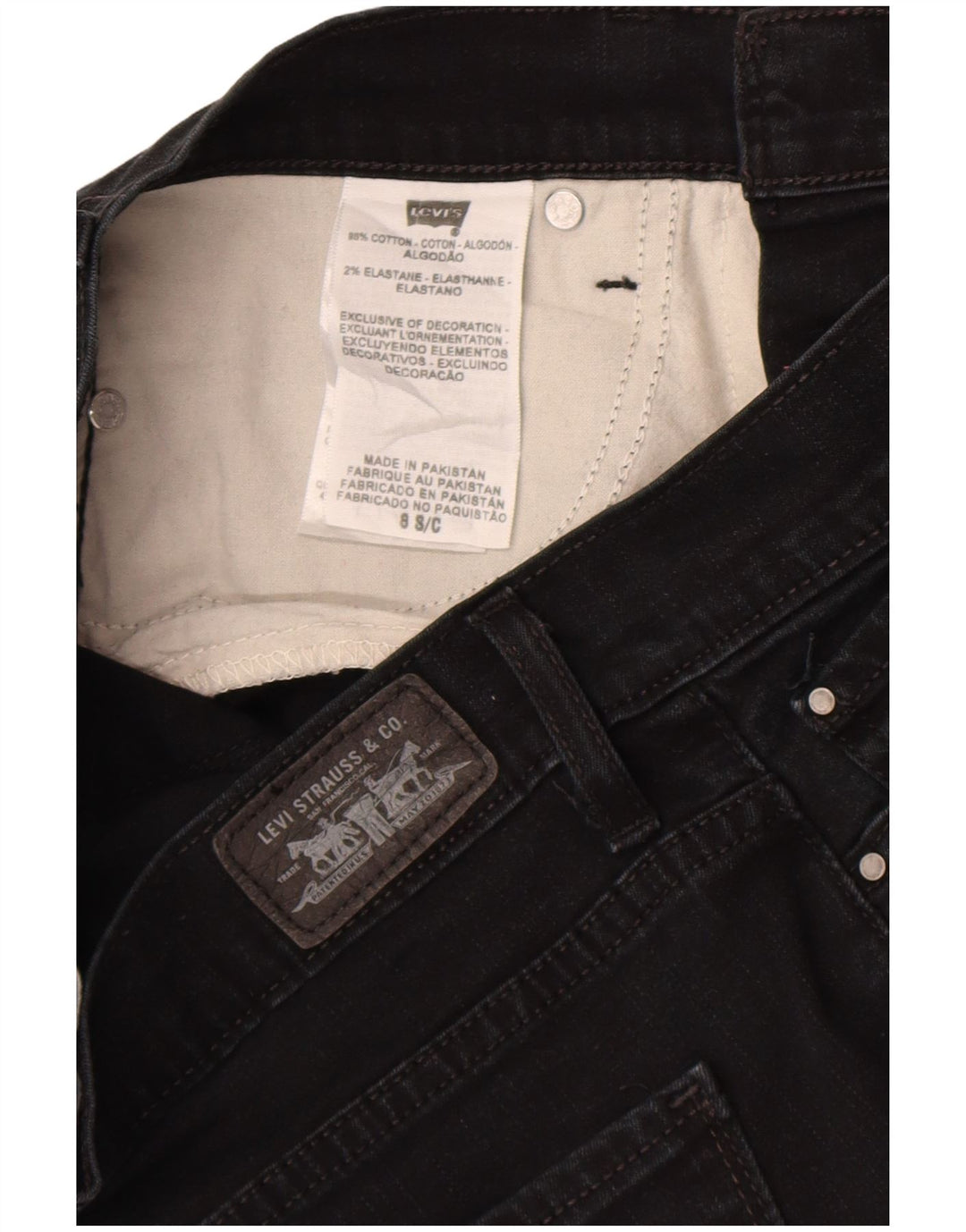 Calça jeans feminina Levi's 512 Slimming Bootcut US 8 médio W27 L28 algodão preto