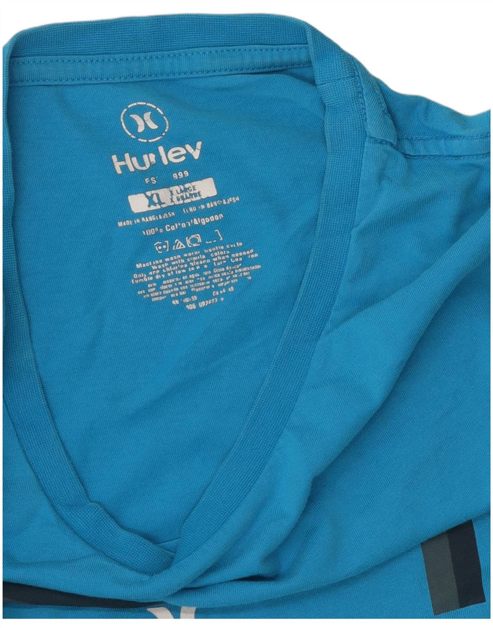 Camiseta gráfica masculina Hurley Top XL algodão azul