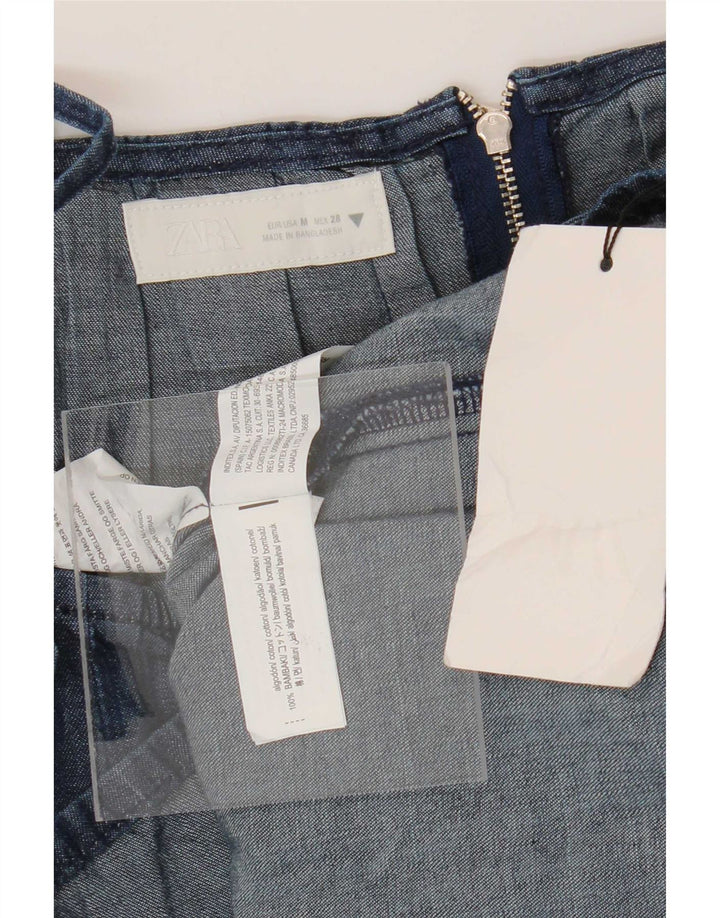 Zara Womens Denim Cami Top UK 12 Médio Algodão Azul
