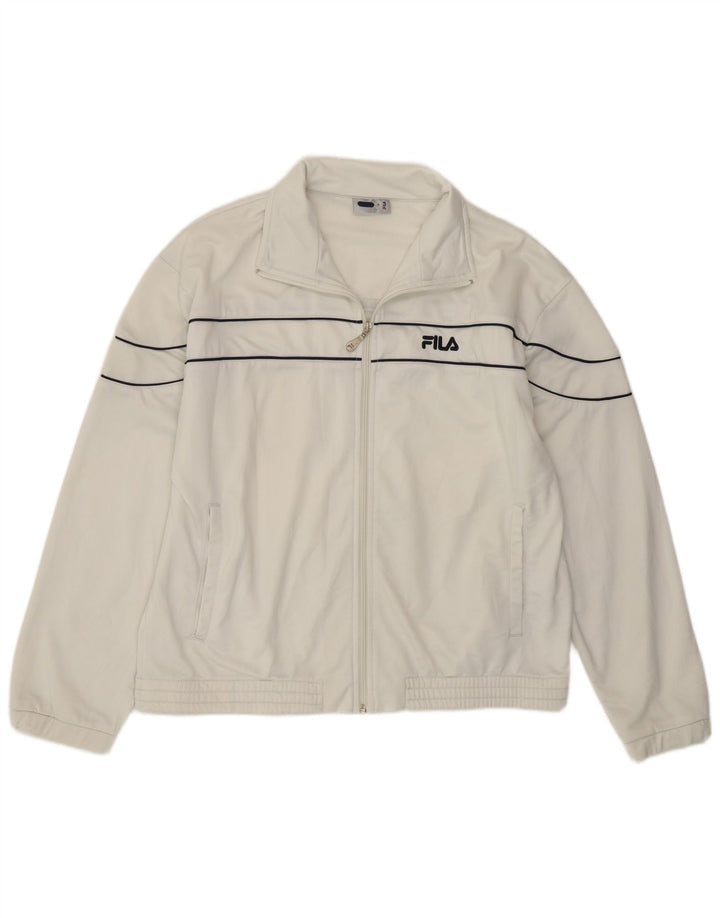 Jaqueta Fila Mens Tracksuit Top Pequeno Branco Poliéster