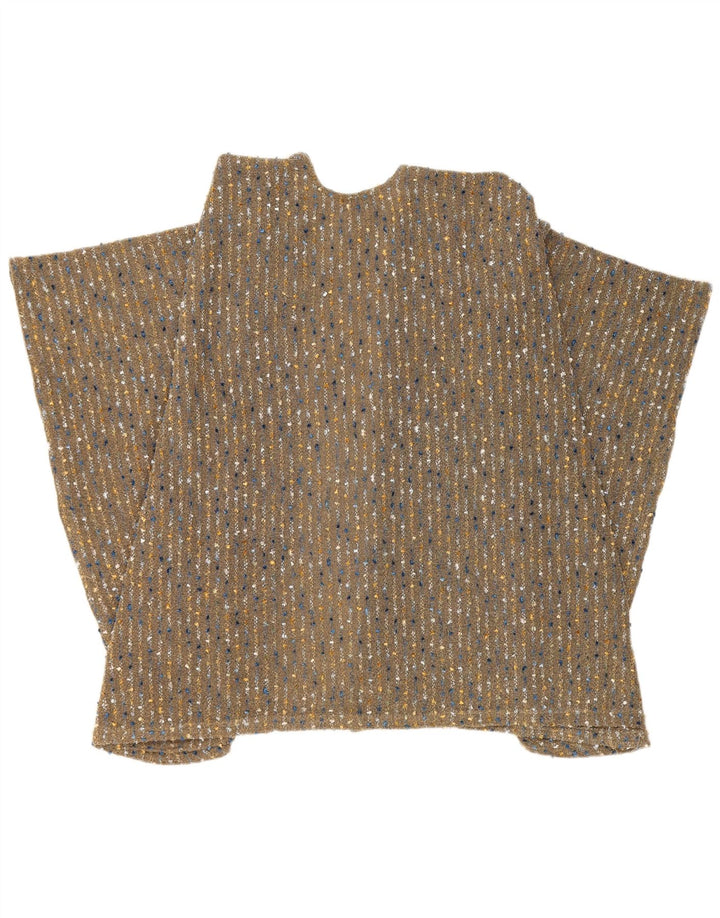 Suéter feminino vintage com capa e cardigã tamanho único listrado marrom
