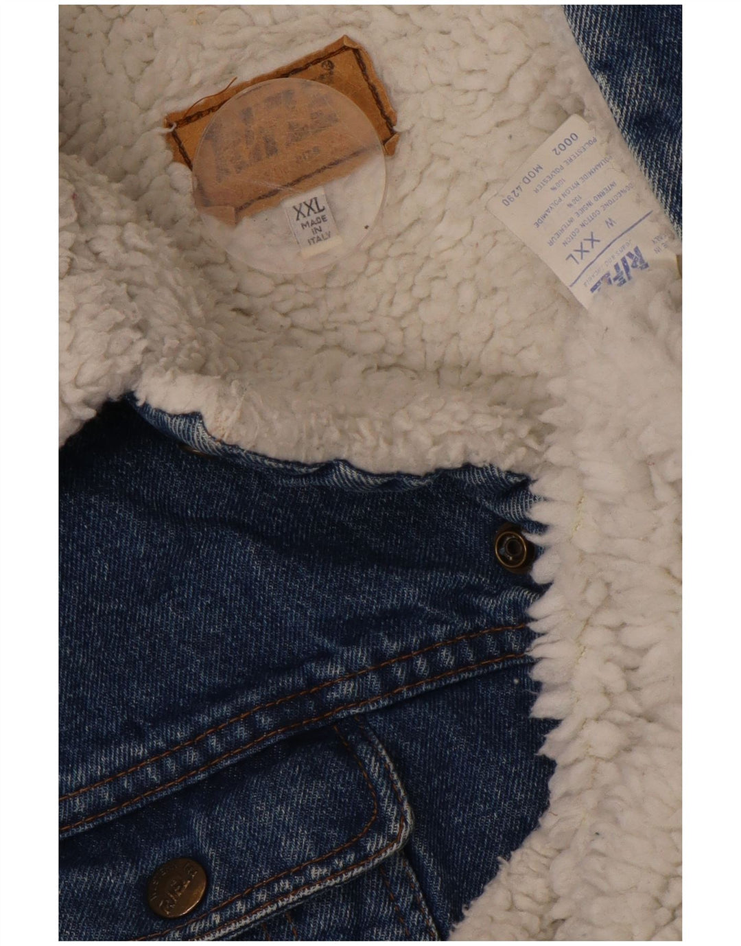 Jaqueta jeans masculina RIFLE Sherpa UK 44 2XL algodão azul