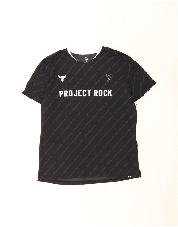 Camiseta gráfica masculina Under Armour Top grande preto listrado de nylon esportivo