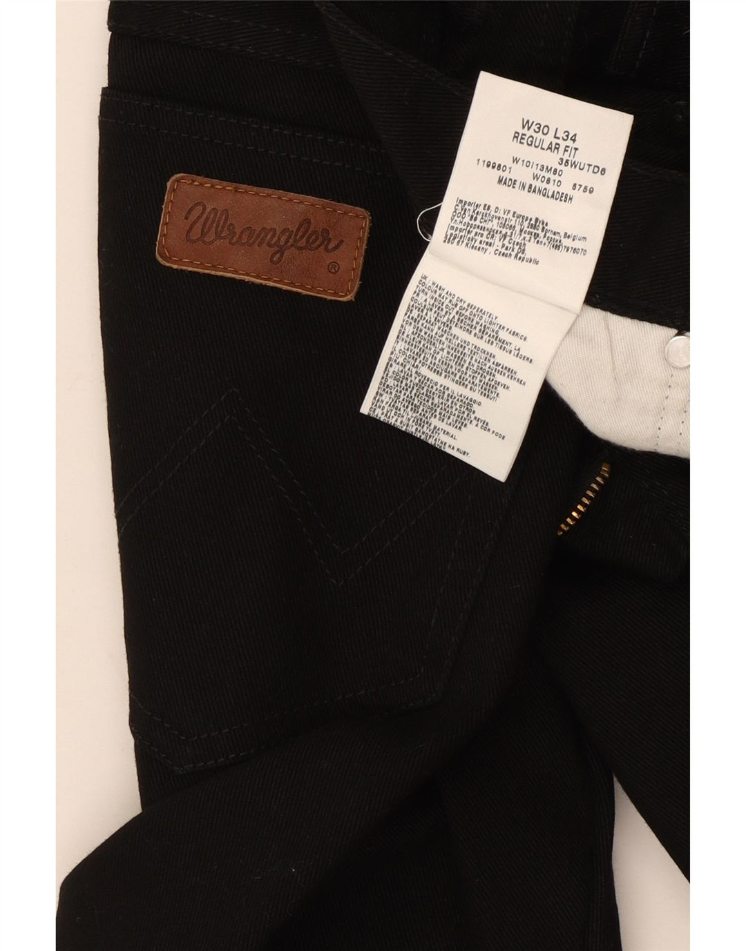 Wrangler Mens Straight Jeans W30 L31 Algodão Preto