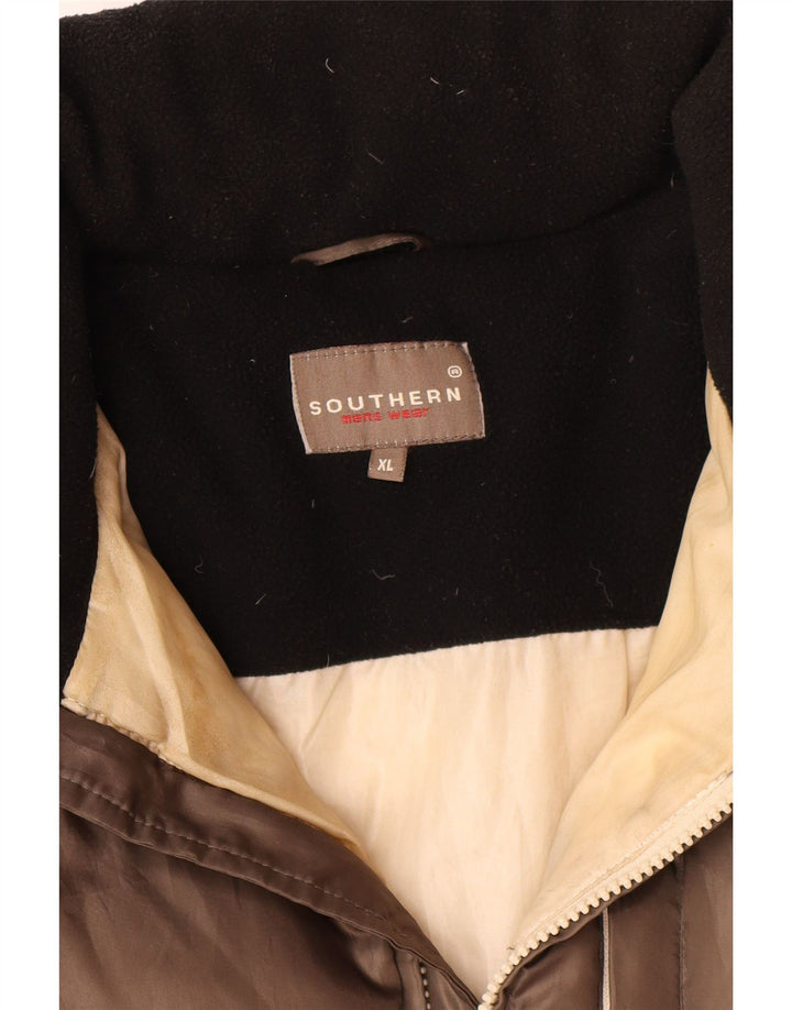 Jaqueta acolchoada masculina do sul UK 42 XL Brown Colourblock poliéster