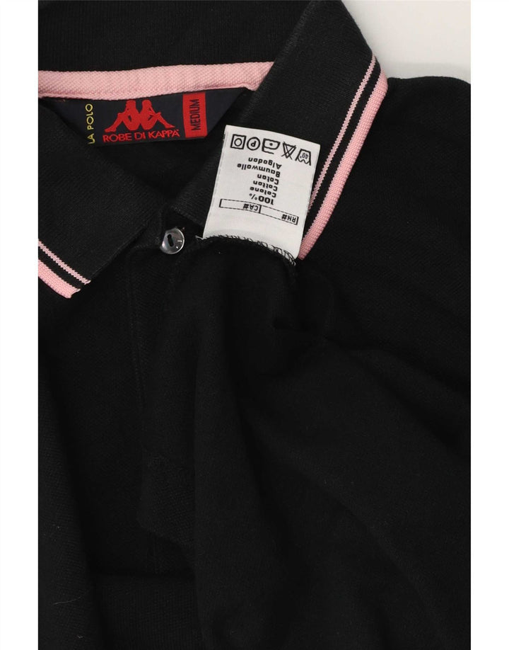 Camisa polo masculina Kappa de algodão listrado preto médio