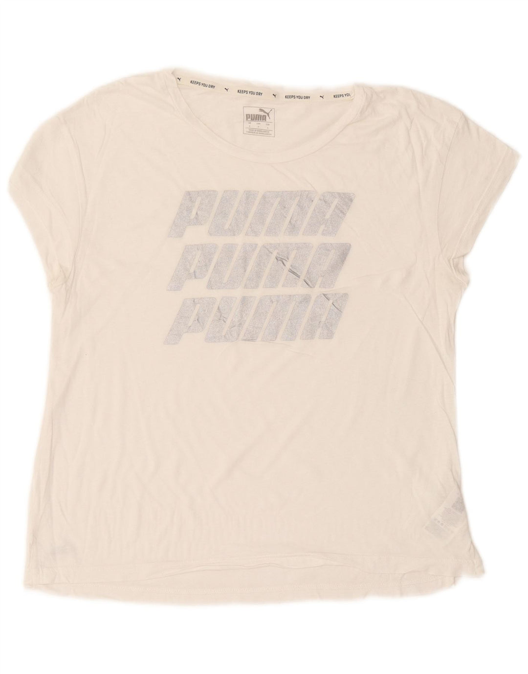 Puma Camiseta Feminina Oversized Graphic Top UK 10 Pequeno Algodão Branco