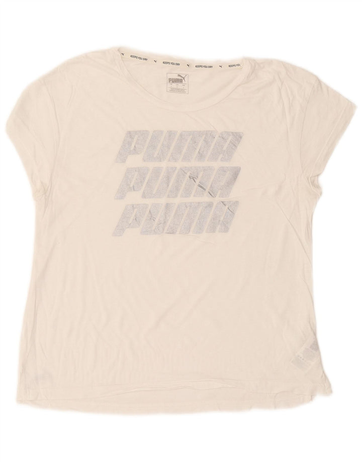 Puma Camiseta Feminina Oversized Graphic Top UK 10 Pequeno Algodão Branco