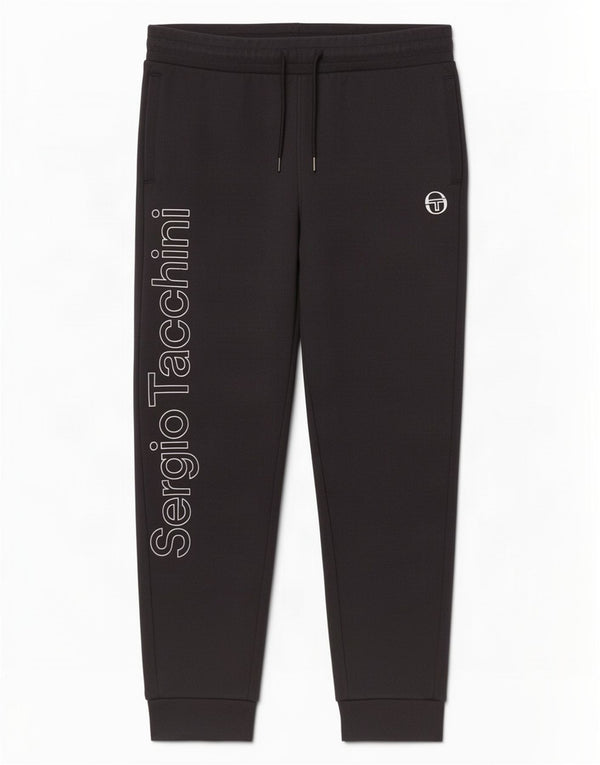 Sergio Tacchini Calça esportiva masculina gráfica joggers grande algodão preto