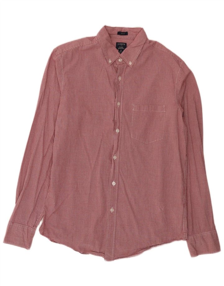 J. Crew Camisa masculina Flex Washed Slim Médio Algodão Gingham Vermelho