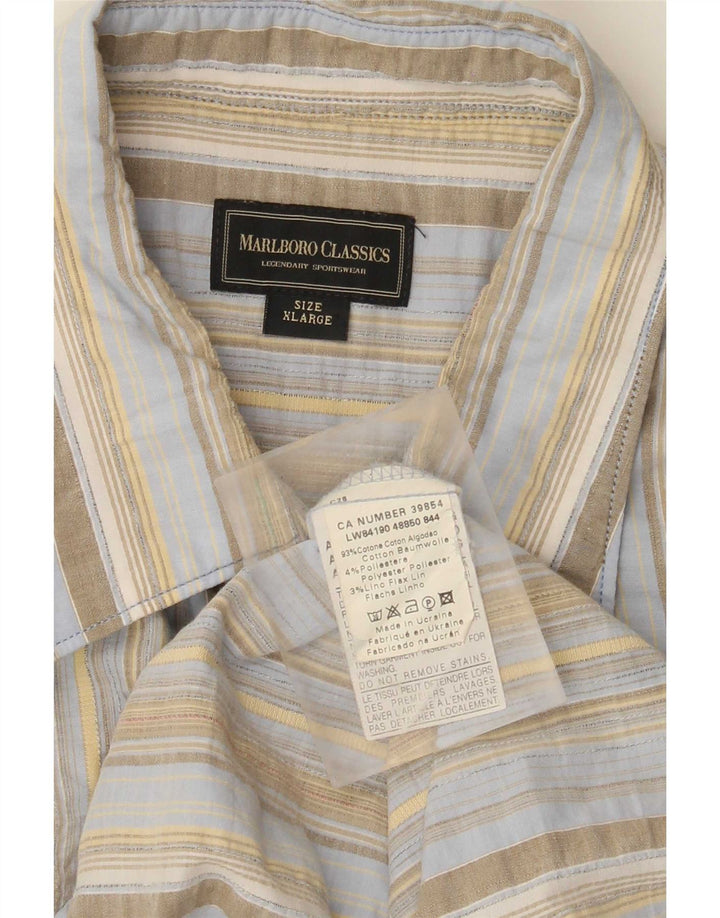 Camisa masculina Marlboro Classics XL algodão listrado azul