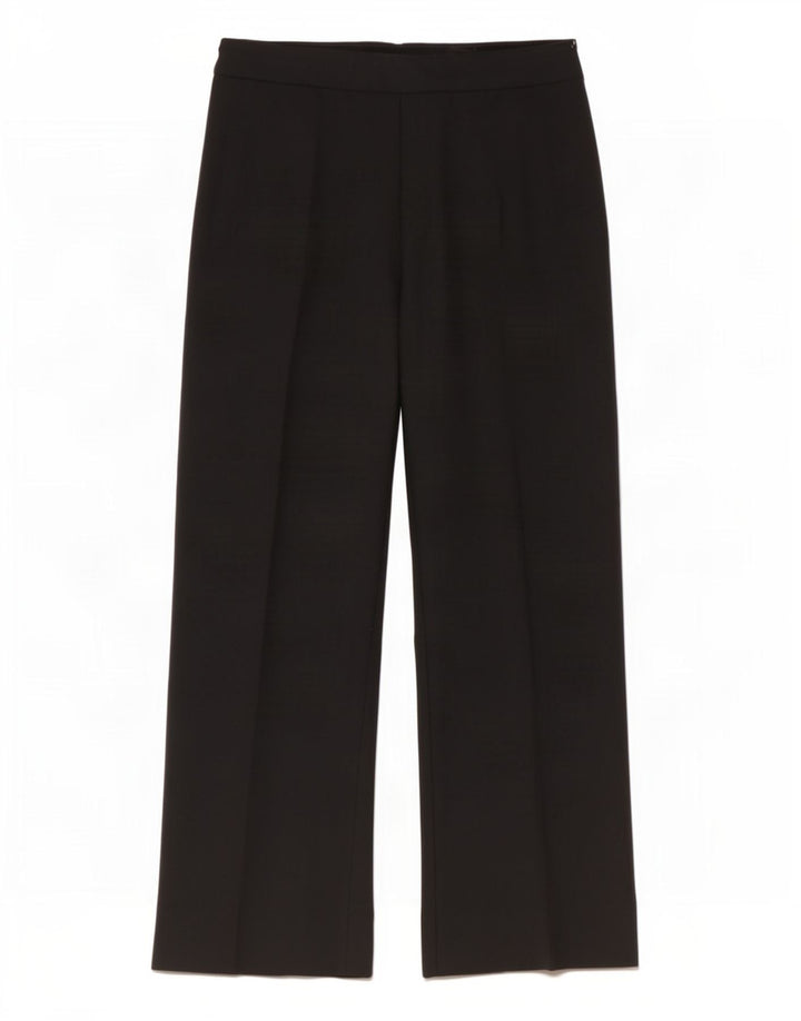 Zara Calça feminina casual de perna larga EU 40 Médio W30 L30 Poliéster preto
