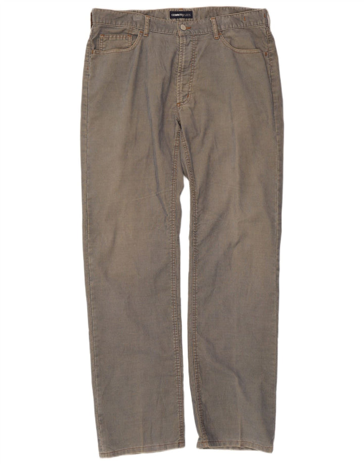 Calça masculina de veludo cotelê Cerruti W38 L34 azul poliéster