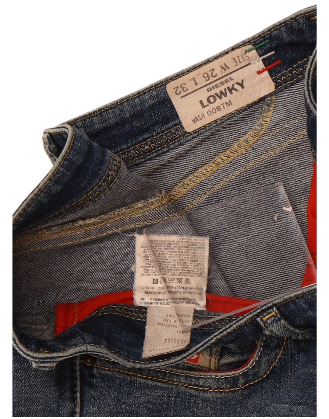 Jeans feminino Diesel Lowky Straight W26 L32 azul marinho algodão