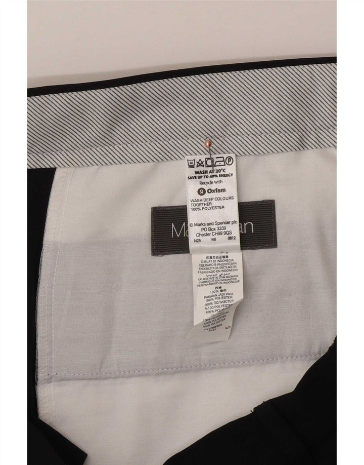 Calça masculina reta casual Marks & Spencer W36 L31 poliéster azul marinho