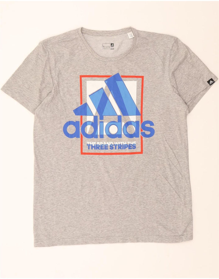ADIDAS Mens Climalite Graphic T-Shirt Top Large Grey Cotton Vintage Adidas and Second-Hand Adidas from Messina Hembry 