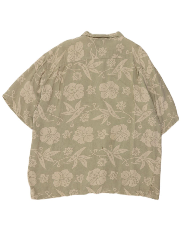 Camisa masculina de manga curta Tommy Bahama 2XL seda floral verde